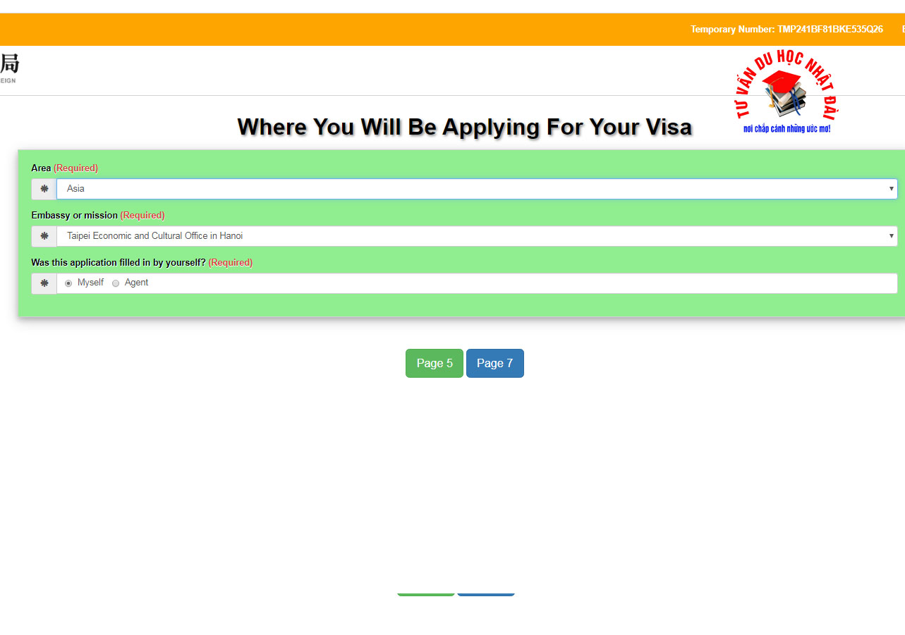 Hình ảnh hướng dẫn khai form xin visa du học đài loan trang 7